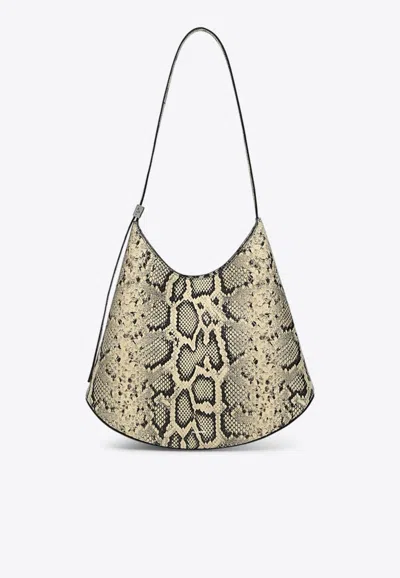 JIL SANDER ELDORADO PYTHON PRINT LEATHER SHOULDER BAG