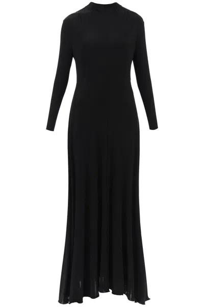 Jil Sander Elegant Black Long-sleeved Maxi Dress For Women