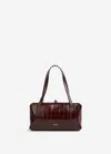 Jil Sander Paneled Cracked-leather Shoulder Bag In Brown
