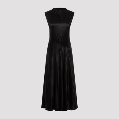 Jil Sander Elegant Cupro Long Dress For Women In Black