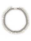 Jil Sander Elegant Freshwater Pearl Necklace With Silver Chain In White