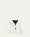 Jil Sander Ellipse Drawstring Calfskin Crossbody Bag In Eggshell Latte  Natural Black