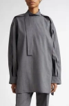 Jil Sander Neck Strap Boxy Wool Top In Volcanic Glass