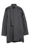 Jil Sander Neck Strap Boxy Wool Top In Volcanic Glass