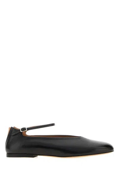Jil Sander Black Nappa Leather Elyss Ballerinas In Multi