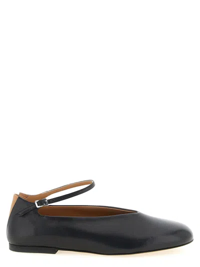 Jil Sander Elyss Leather Ballet Flats In Black