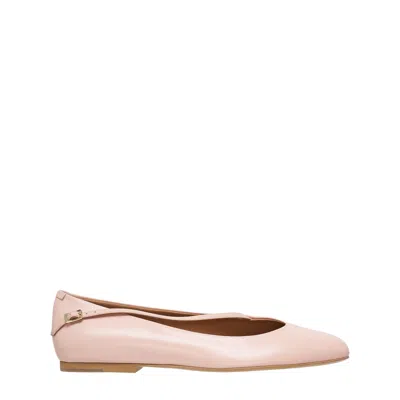 Jil Sander Elyss Shiny Goat Leather Ballerina Flats In Pink