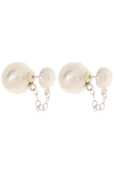 Jil Sander Embellished Earrings In Silver