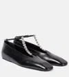 Jil Sander Crystal-embellished Leather Ballerina Shoes In Black