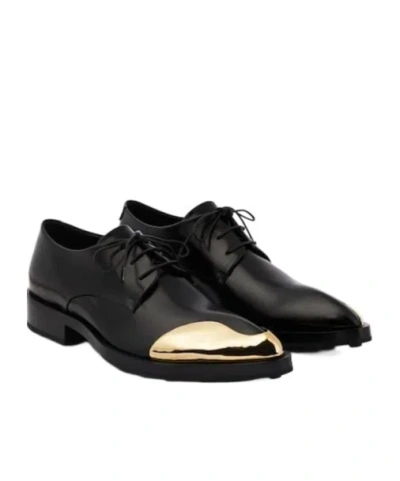 Jil Sander Embellished Leather Derby Shoes In Black
