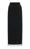 Jil Sander Embellished Plissé-knit Midi Skirt In Black