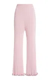 Jil Sander Ribbed Viscose Jersey Flared Crop Pants In Pink