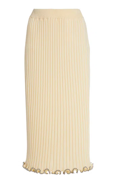 Jil Sander Embellished Ribbed-knit Midi Skirt In Yellow