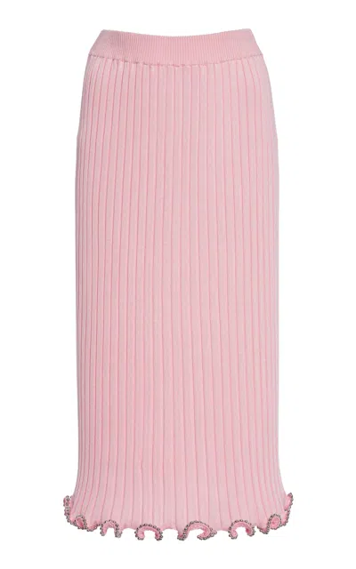 Jil Sander Embellished Ribbed-knit Pants In Pink