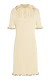Jil Sander Embellished Ribbed-knit Polo Midi Dress In Yellow