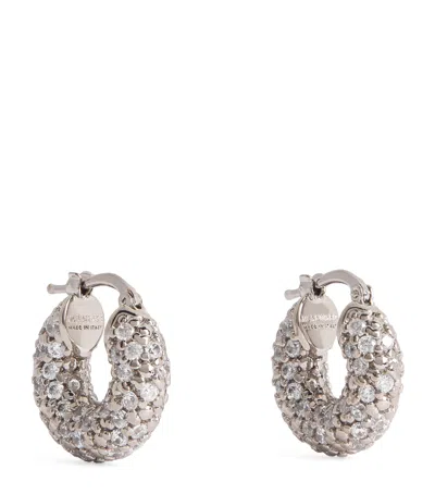 Jil Sander Embellished Round Earrings In Silver