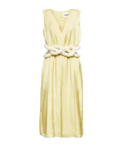 Jil Sander Embellished Satin Jumpsuit In Yellow