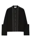 Jil Sander Embroidered Trim Button Down Blouse In Black