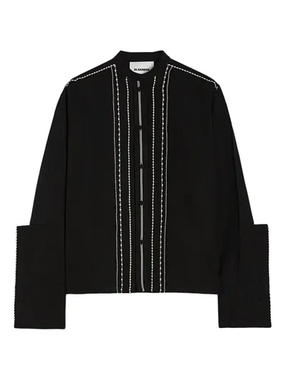 JIL SANDER EMBELLISHED WIDE-CUFF BLOUSE