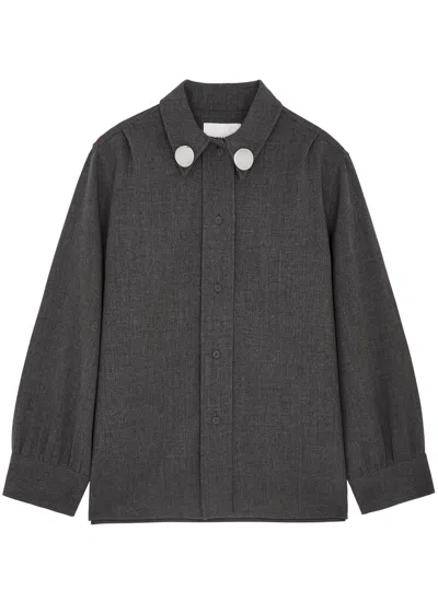 Jil Sander Embellished Wool Shirt In Grey