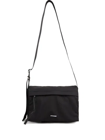 Jil Sander Rectangular Flap Shoulder Bag Adjustable Strap In Black