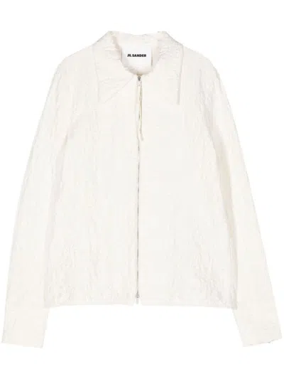 Jil Sander Embossed Cotton Shirt In White