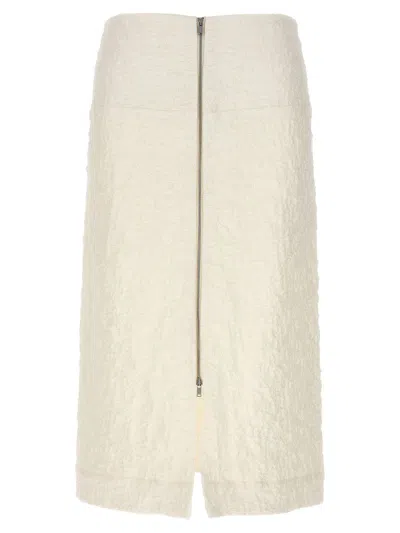 Jil Sander Embossed Cotton Skirt In White
