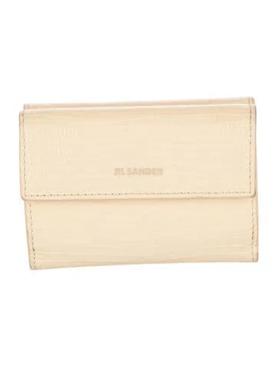 Pre-owned Jil Sander Embossed Leather Animal Print Compact Wallet In Neutrals