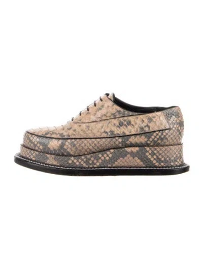 Pre-owned Jil Sander Embossed Leather Animal Print Flats In Gray