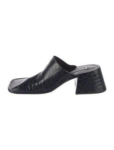 Pre-owned Jil Sander Embossed Leather Mules In Blue