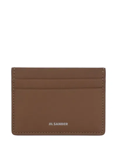Jil Sander Embossed Logo Cardholder In Brown