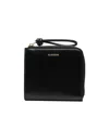 Jil Sander Leather Wallet Featuring Wrist Strap In Black