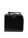 Jil Sander Leather Wallet Featuring Wrist Strap In Black