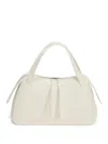 Jil Sander Embossed Logo Dune Leather Shoulder Bag In Neutral