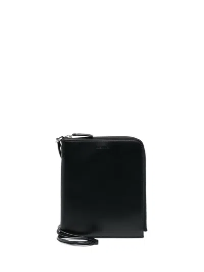 Jil Sander Embossed-logo Leather Wallet In Black