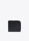Jil Sander Embossed Logo Zip Cardholder In Black