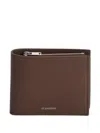 Jil Sander Embossed Zipped Leather Wallet In Brown