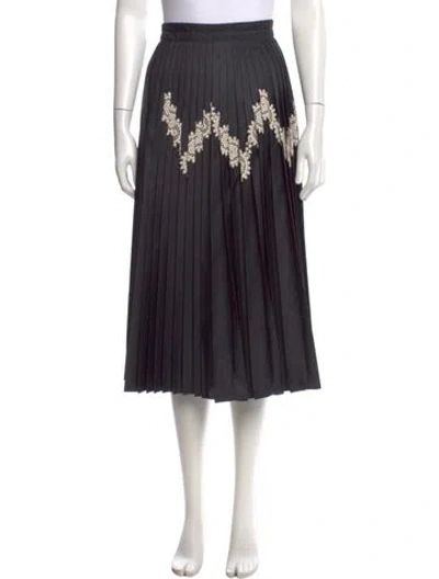 Pre-owned Jil Sander Embroidered Accent Midi Length Skirt In Black