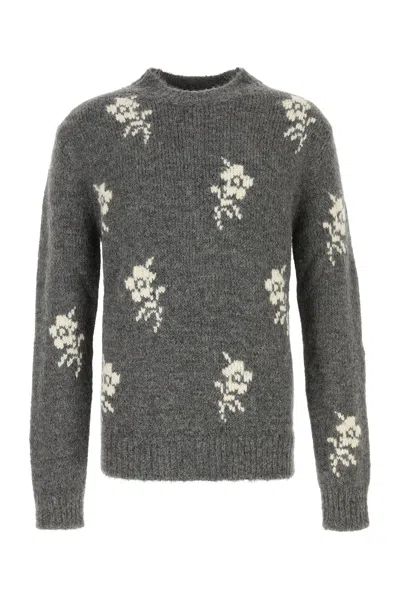 Jil Sander Embroidered Alpaca Blend Sweater In Gray