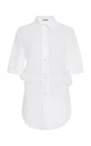 Jil Sander Embroidered Banana-cut Cotton Top In White