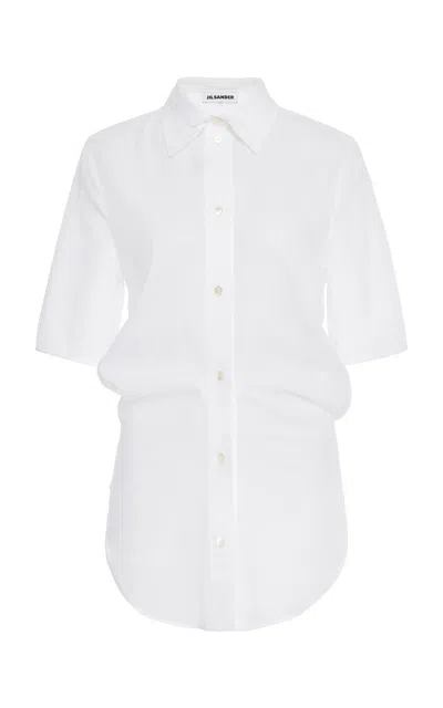 Jil Sander Embroidered Banana-cut Cotton Top In White
