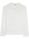 Jil Sander Women's Chaqueta Punto Flor Crudo | Size De36 | J03hp0018j18344103 In White