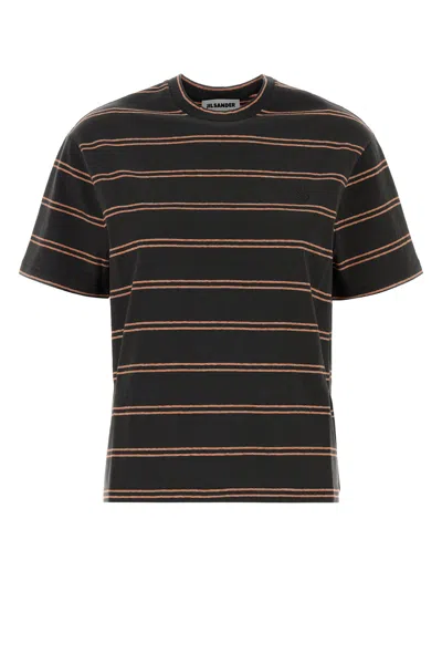 Jil Sander Striped Embroidered T-shirt In Multi