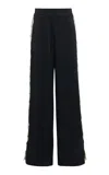 Jil Sander Embroidered Crepe Satin Straight-leg Pants In Black