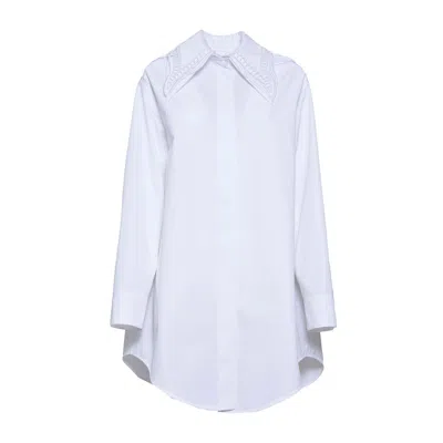 Jil Sander Embroidered Detailed Concealed Fastened Shirt In White