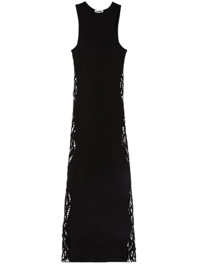 Jil Sander Embroidered Dress In Black