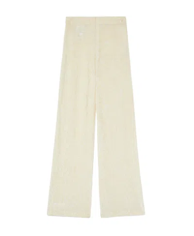 Jil Sander Embroidered-flower Trousers In White