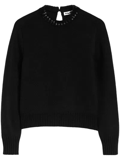 Jil Sander Embroidered Jumper In Black