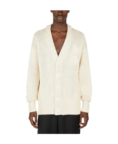 Jil Sander Embroidered-logo Cotton Cardigan In White