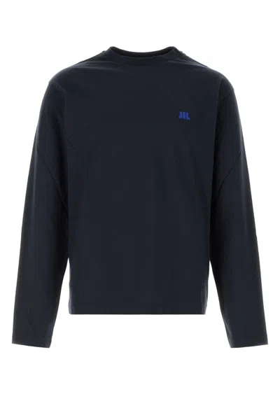 Jil Sander Embroidered Logo Cotton T-shirt In Blue